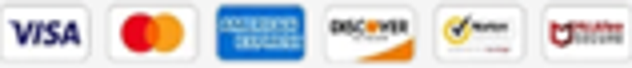 Visa, Mastercard, American Express, Discover, Norton Secured and McAfee Secure logos